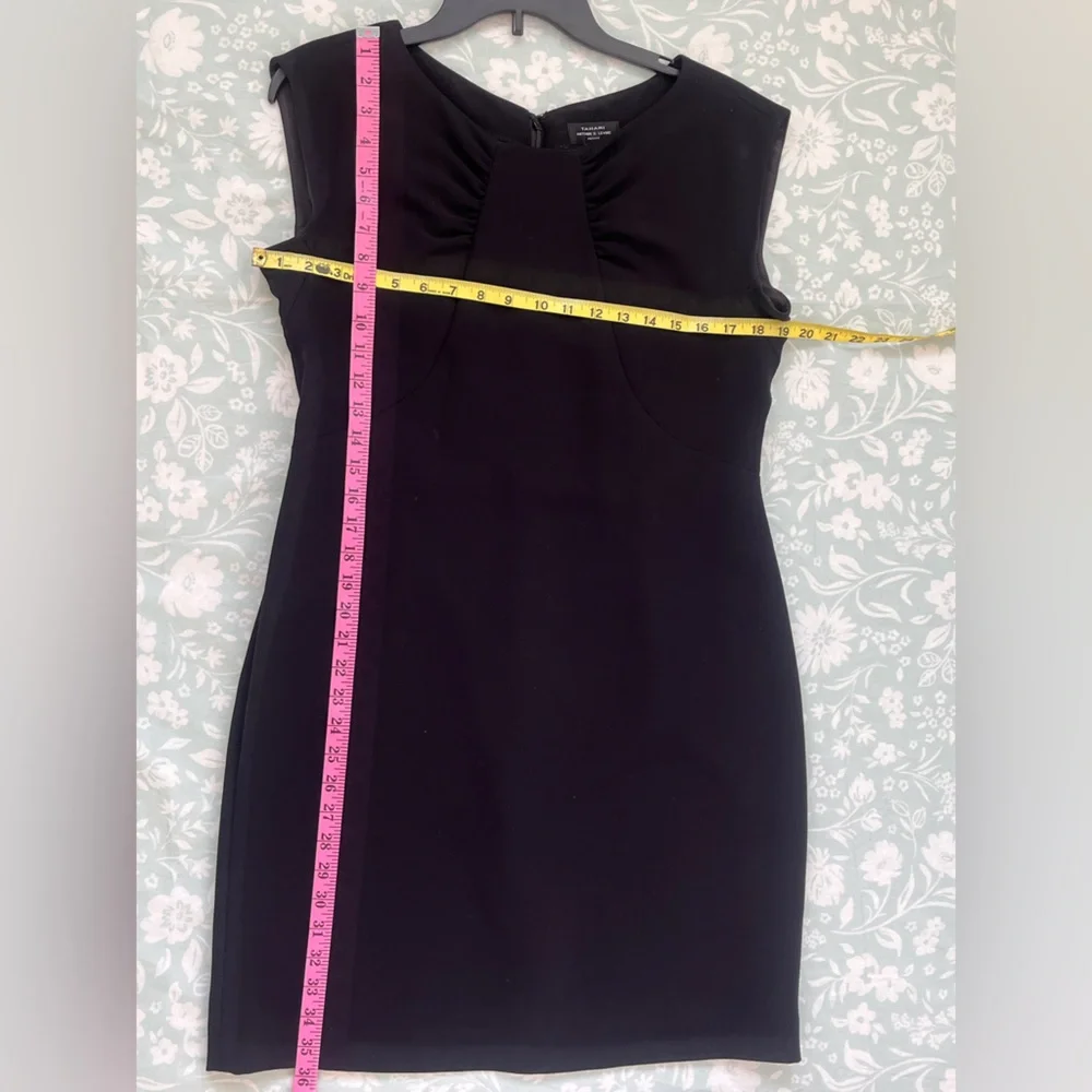 Tahari ASL Black Sheath Midi Dress Size 10P EUC - Picture 7 of 13